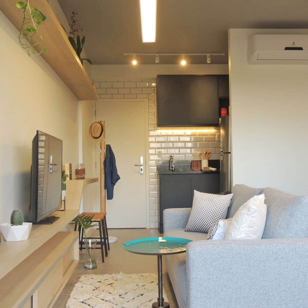 Como organizar kitnet: 9 dicas infalíveis 3 revestimento-decorativo-tijolinho