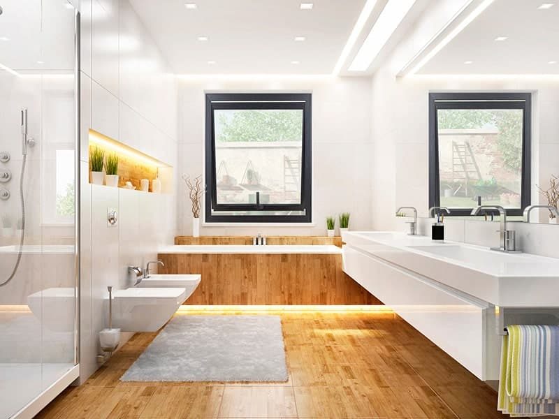 Banheiro com esquadrias pretas